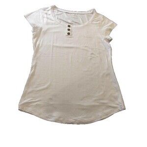 Calvin Klein Women’s White Henley Short Sleeve Tee XL NWOT Button Front Top
